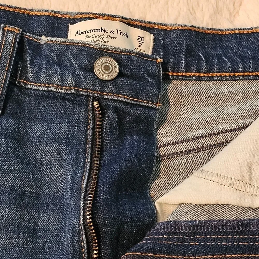 Abercrombie & Fitch Blue Jean Shorts Distressed Cut-Off Size 2